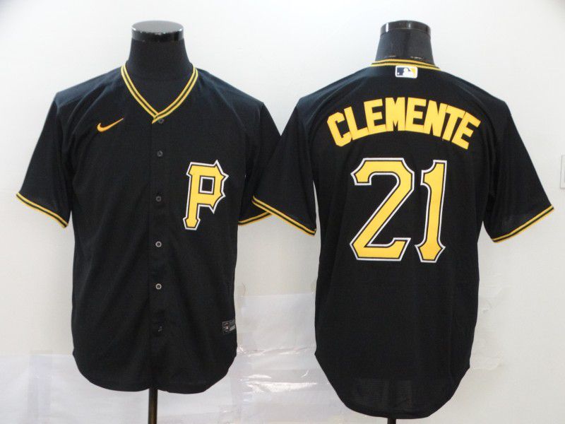 Men Pittsburgh Pirates 21 Clemente Black Nike Game MLB Jerseys